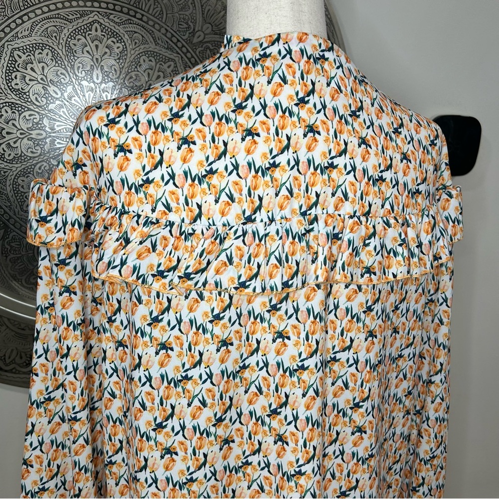 NWT Mazik Long sleeve Yellow Pattern Blouse- Size L - Picture 4 of 7